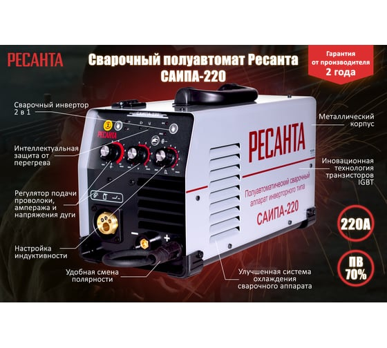 Сварочный полуавтомат РЕСАНТА САИПА 220 65/10