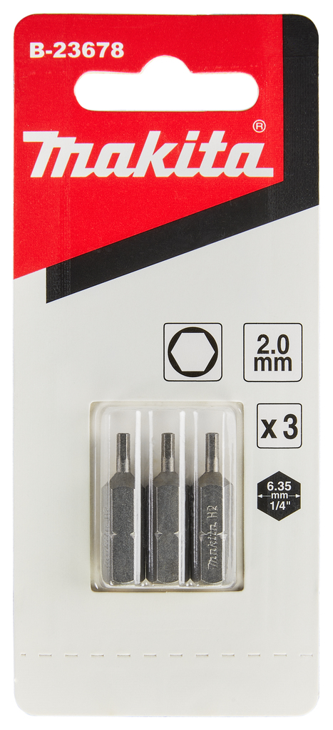 Бита HEX2.0, 25 мм, C-form, 3 шт Makita B-23678 B-23678