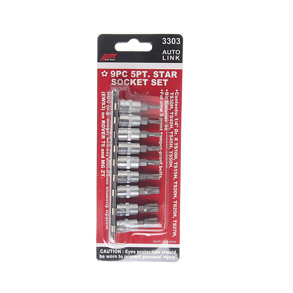 Набор 5-гранных насадок JTC TORX 1/4" TS10H-TS50H (9шт) JTC-3303