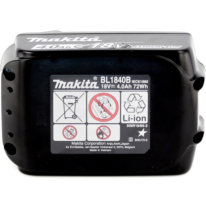 Аккумулятор 18В, 4Ач Makita Li-Ion LXT BL1840B пакет 632G58-9