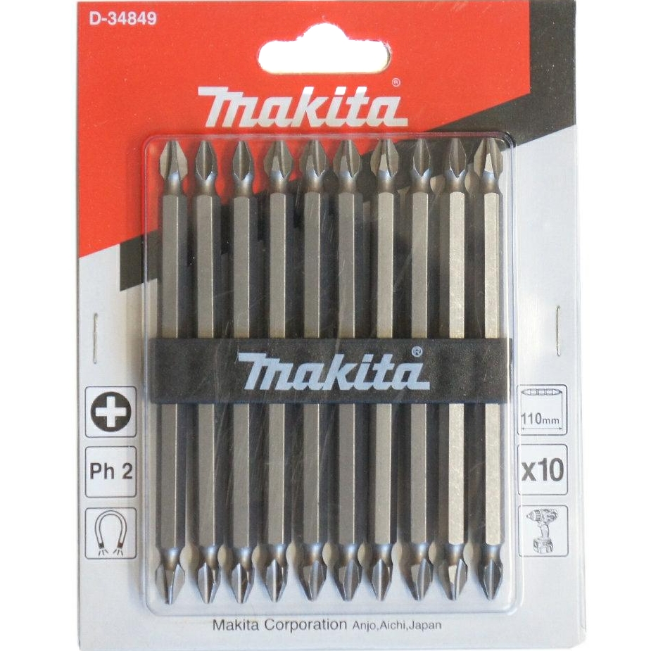 Бита двусторонняя PH2, 110 мм, E-form (MZ), 10 шт Makita D-34849 D-34849