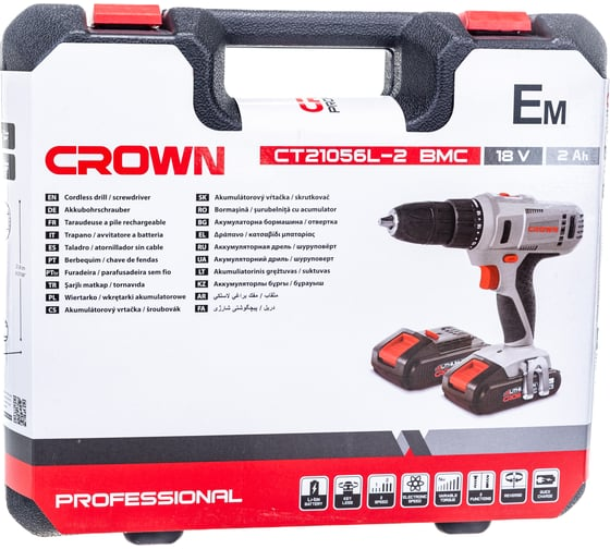 Дрель-шуруповерт 45 Нм, 18 В CROWN CT21056L-2 BMC