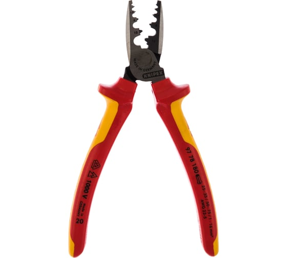 Пресс-клещи 180 мм 9 гнёзд 0.25-16 мм² VDE KNIPEX KN-9778180