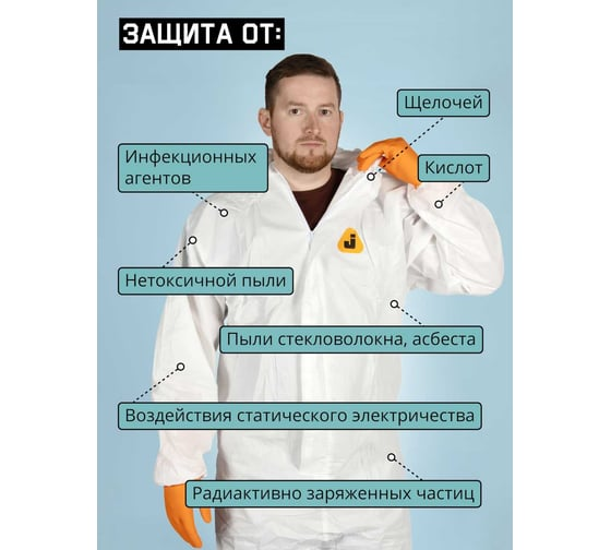Комбинезон химзащиты из неткан. мат. M/48-50 Jeta Safety JPC-50-M