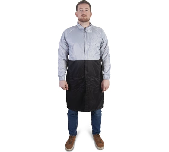 Халат антистатичный Carbo-Lab 98 серый/черный  S/46-48 Jeta Safety JPR-275-S