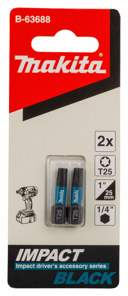 Насадка Impact Black T25, 25 мм, C-form, 2 шт. Makita B-63688 B-63688