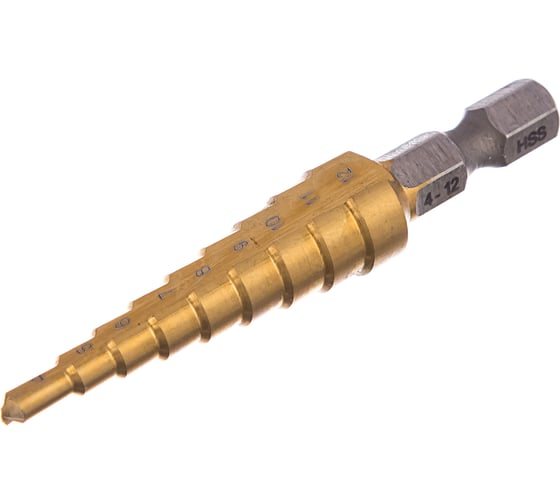 Сверло ступенчатое HSS-TiN с прямым желобком, 4-12x65, 1/4" Makita D-40113