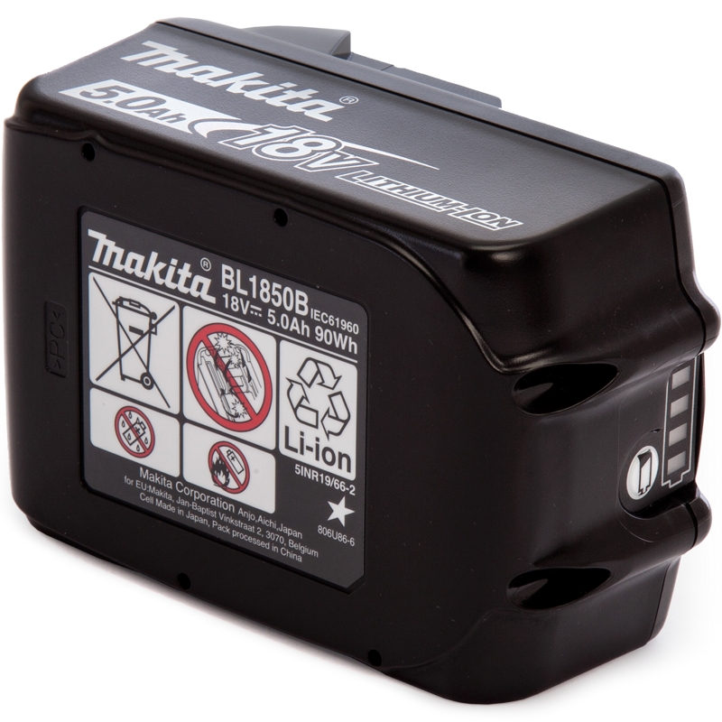 Аккумулятор 18В, 5Ач Makita Li-Ion LXT BL1850B пакет 632G59-7