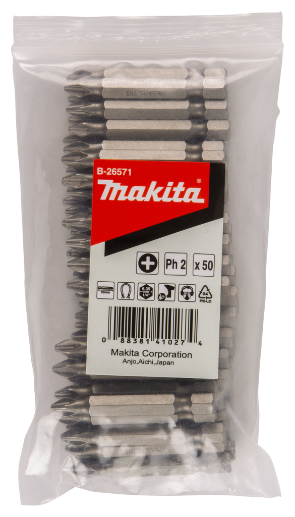 Бита PH2, 50 мм, E-FORM (MZ), 50 ШТ Makita B-26571 B-26571