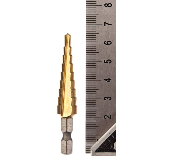 Сверло ступенчатое HSS-TiN с прямым желобком, 4-12x65, 1/4" Makita D-40113