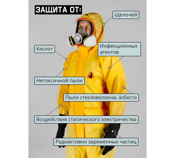 Комбинезон химзащиты с носками 3, 4 тип M/48-50 Jeta Safety JPC-80-M