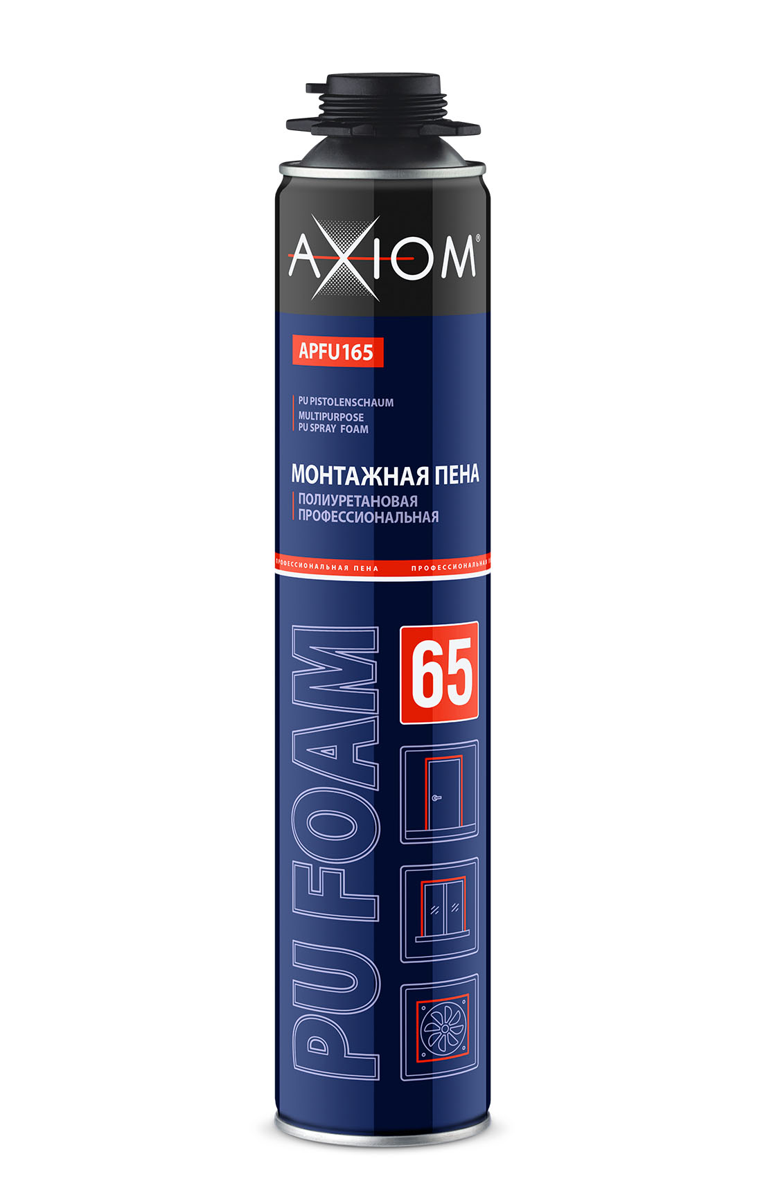 Пена полиуретановая монтажная профессиональная всесезонная 1л AXIOM APFU165