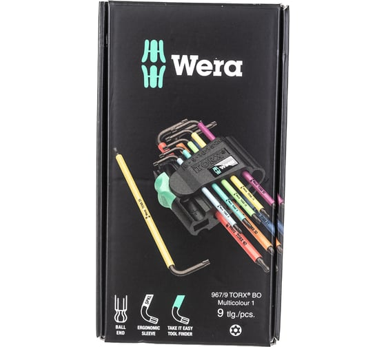 Набор Г-образных ключей 9 пр.,магнит WERA WE-073599