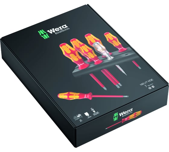 Набор диэлектрических отвёрток + пробник + подставка, 7 пр., WERA WE-006147