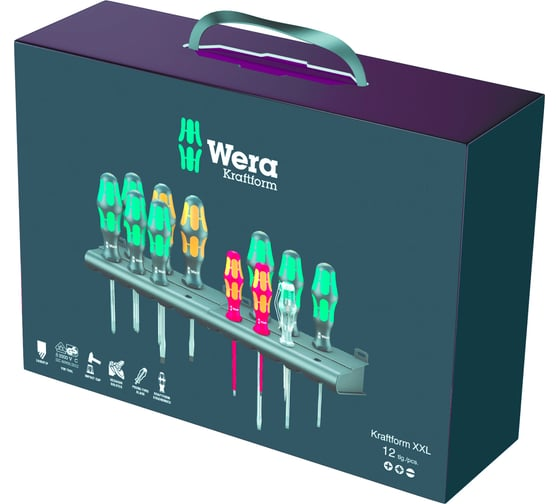 Набор отвёрток Kraftform XXL + 2 подставки, 12 пр., WERA WE-051010