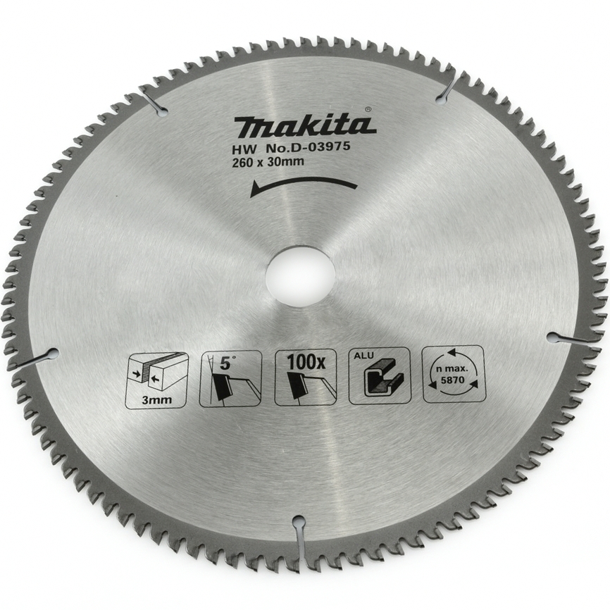 Пильный диск для алюминия, 260x30/15.88x3/1.8x100T Makita D-03975
