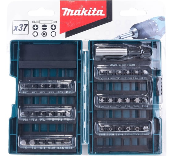 Набор бит 37 шт 25 мм + держатель холдер кейс Makita B-28606