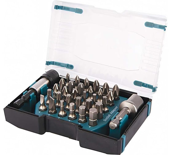 Набор бит 32 шт 25 мм + держатель + адаптер под головки 1/2" Makita D-65084