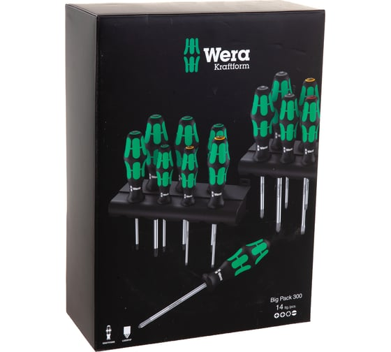 Набор отверток Kraftform Big Pack 300 14 пр, WERA WE-105630