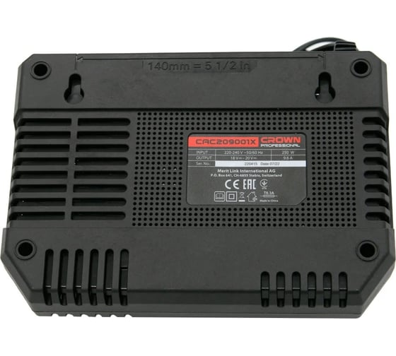 Зарядное устройство 20В (B3+) CROWN Li-ion CAC209001X