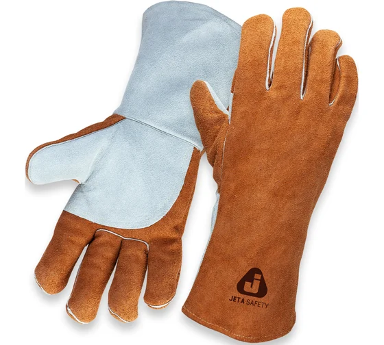 Перчатки сварщика с крагой XL коричневый/серый Jeta Safety JWK401-XL