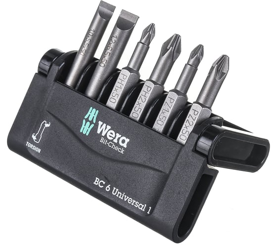 Набор бит торсионных, 6 пр., 1/4" E6.3 WERA WE-056474