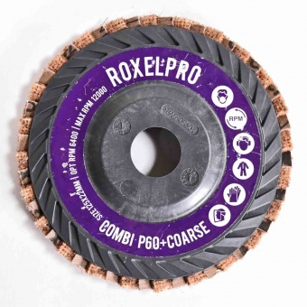 Круг лепестковый комбинированный 125х22мм Coarse+Р60 конический RoxelPro 121245