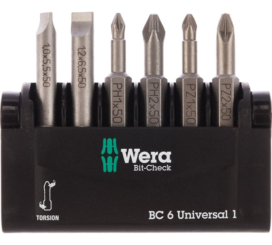 Набор бит торсионных, 6 пр., 1/4" E6.3 WERA WE-056474