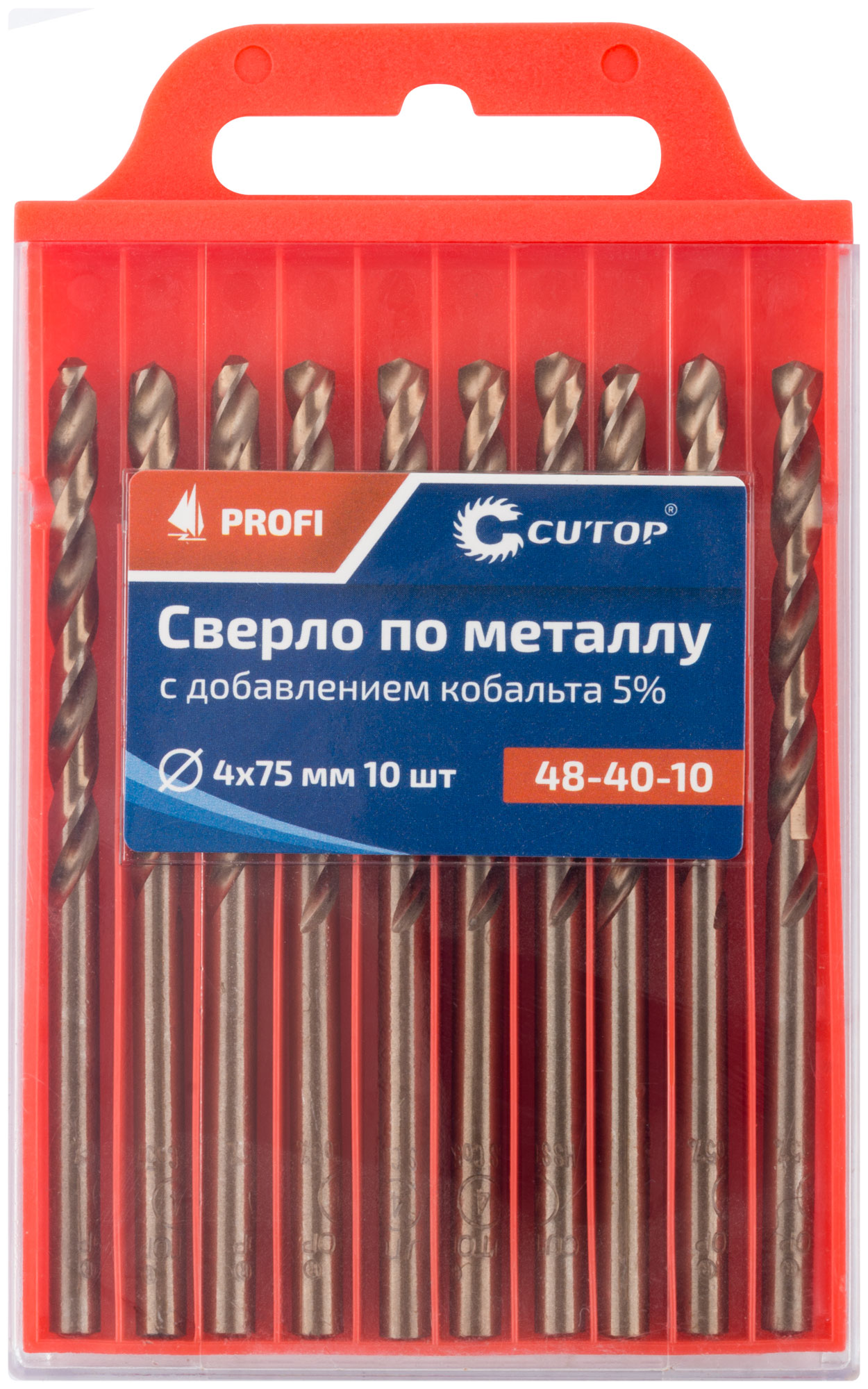 Сверло по металлу 4x75мм с кобальтом 5% CUTOP Profi (10 шт) 48-40-10