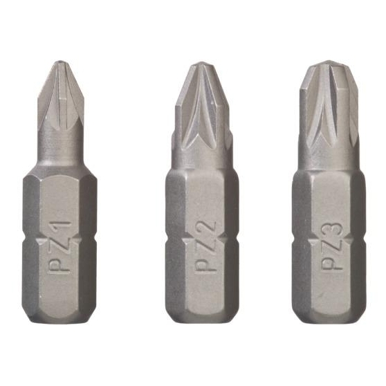 Бита Pozidriv PZ1/PZ2/PZ3, 25 мм, C-form 3 шт Makita B-24527 B-24527