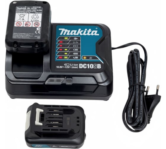 Набор 12В АКБ 1.5Ач BL1016 (2 шт.) + ЗУ DC10SB + кейс MKP1 Makita 197652-7