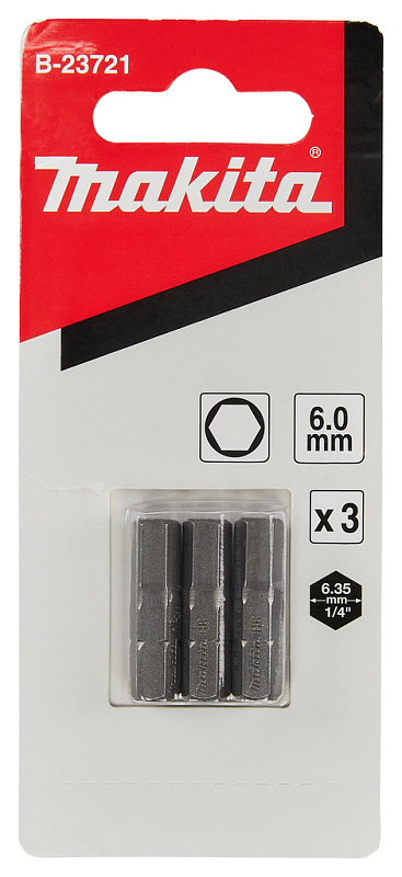 Бита HEX6.0, 25 мм, C-form, 3 шт Makita B-23721 B-23721