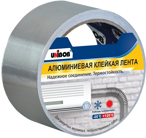 Лента клейкая алюминиевая 50мм х 50м UNIBOB 37284