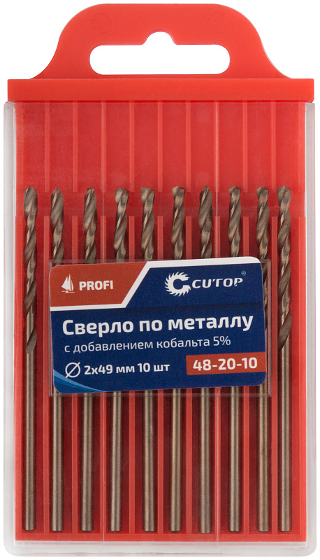 Сверло по металлу 2x49мм с кобальтом 5% CUTOP Profi (10 шт) 48-20-10