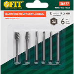 Шарошки-мини стальные по металлу FIT (6 шт.) 36477