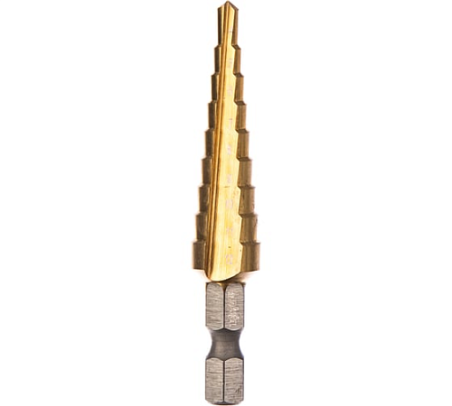 Сверло ступенчатое HSS-TiN с прямым желобком, 4-12x65, 1/4" Makita D-40113