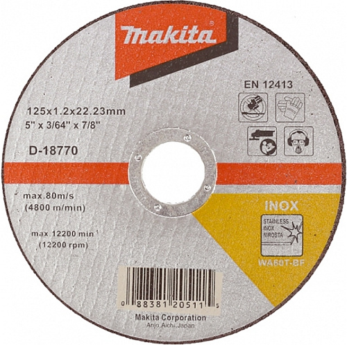 Диск отрезной 125х1,2х22,2мм Т41 Makita WA60T мет. и нерж. D-18770