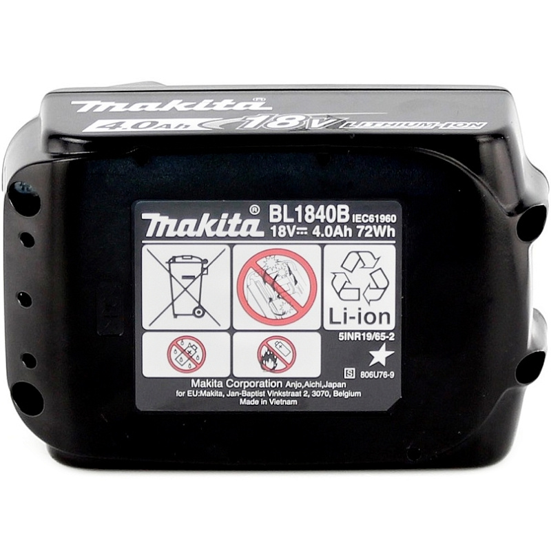 Аккумулятор 18В, 4Ач Makita Li-Ion LXT BL1840B пакет 632G58-9