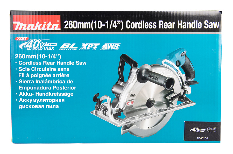 Дисковая аккумуляторная пила 260 мм, 40В XGT Makita RS002GZ