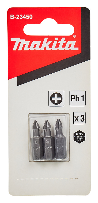 Бита Philips PH1, 25 мм, C-form 3 шт Makita B-23450 B-23450