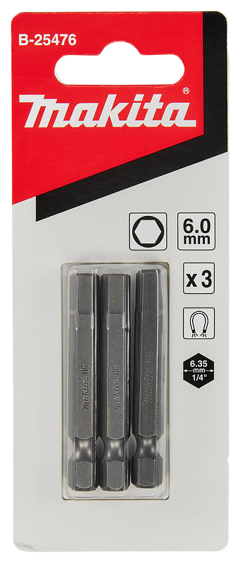 Бита HEX6.0, 50 мм, E-form (MZ), 3 шт Makita B-25476 B-25476