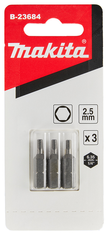 Бита HEX2.5, 25 мм, C-form, 3 шт Makita B-23684 B-23684