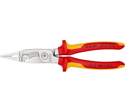 Клещи электромонтажные 0.75–1.5/2.5мм² SB VDE KNIPEX  KN-1386200SB