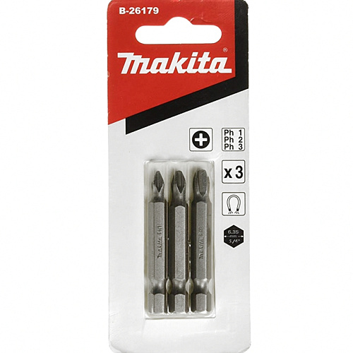 Биты Philips PH1/PH2/PH3, 50 мм, E-form (MZ) 3 шт Makita B-26179 B-26179