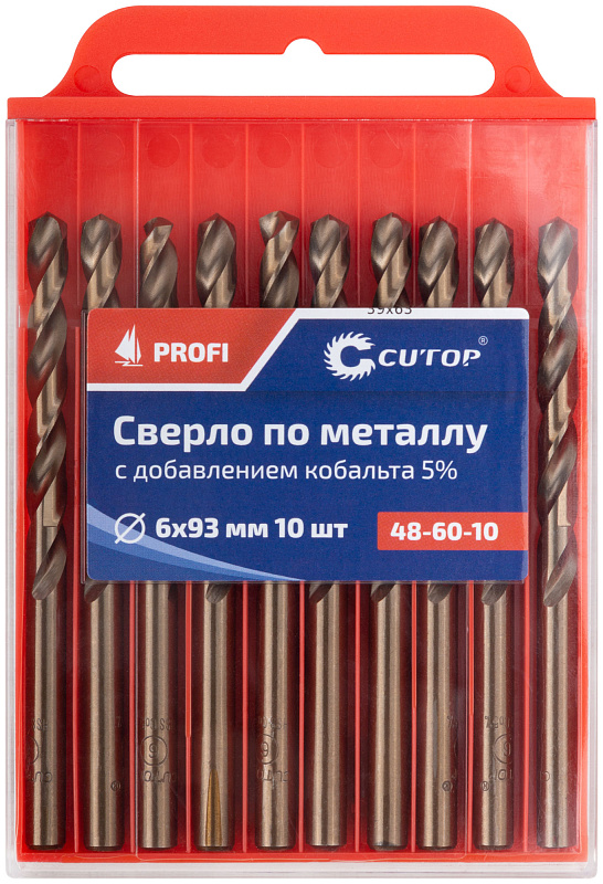 Сверло по металлу 6x93мм с кобальтом 5% CUTOP Profi (10 шт) 48-60-10