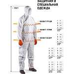 Комбинезон одноразовый с капюшоном белый XXL Jeta Safety Element JPC-60-XXL