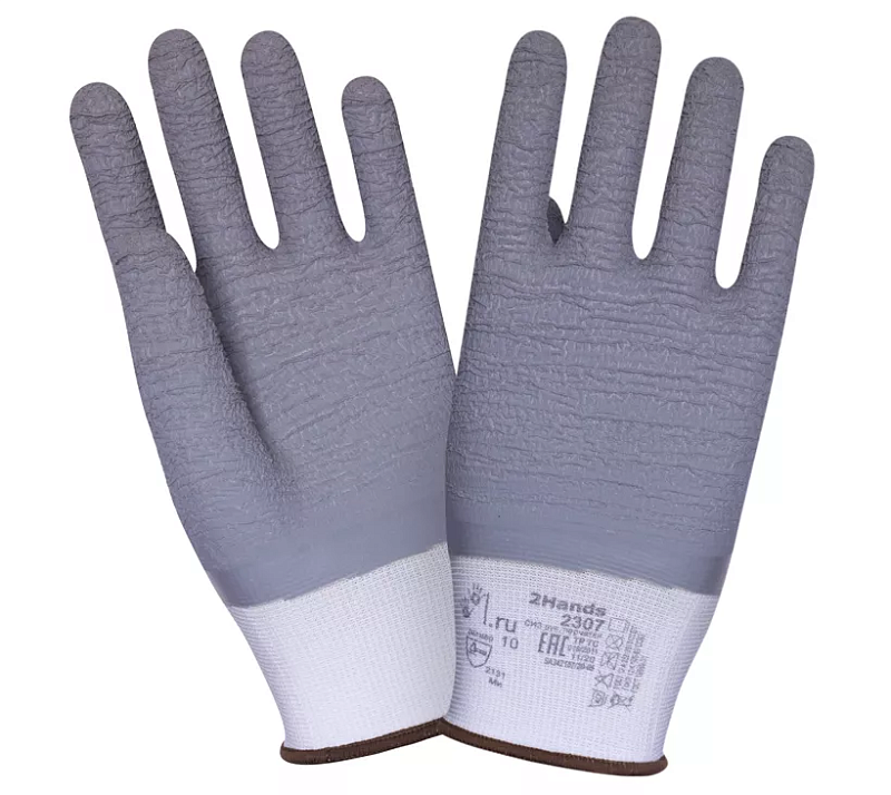 Перчатки 2Hands размер 10/L нейлон/"Full RC" латексное покрытие 2307-10