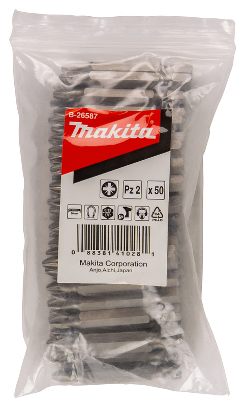 Биты PZ2, 50 мм, E-form (MZ), 50 шт Makita B-26587 B-26587