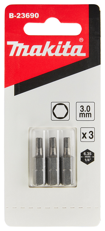 Бита HEX3.0, 25 мм, C-form, 3 шт Makita B-23690 B-23690
