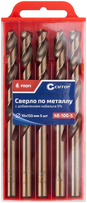 Сверло по металлу 10x133мм с кобальтом 5% CUTOP Profi (5 шт) 48-100-5
